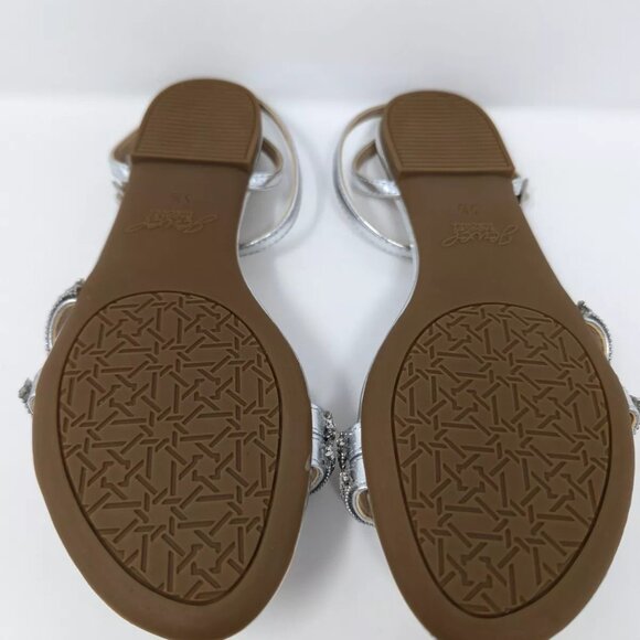Jewel Badgley Mischka Roslyn Flat Sandal Ankle Strap Silver Rhinestones - W 5.5 - Picture 8 of 8